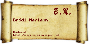 Bródi Mariann névjegykártya